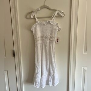 Mid length Swiss button white dress